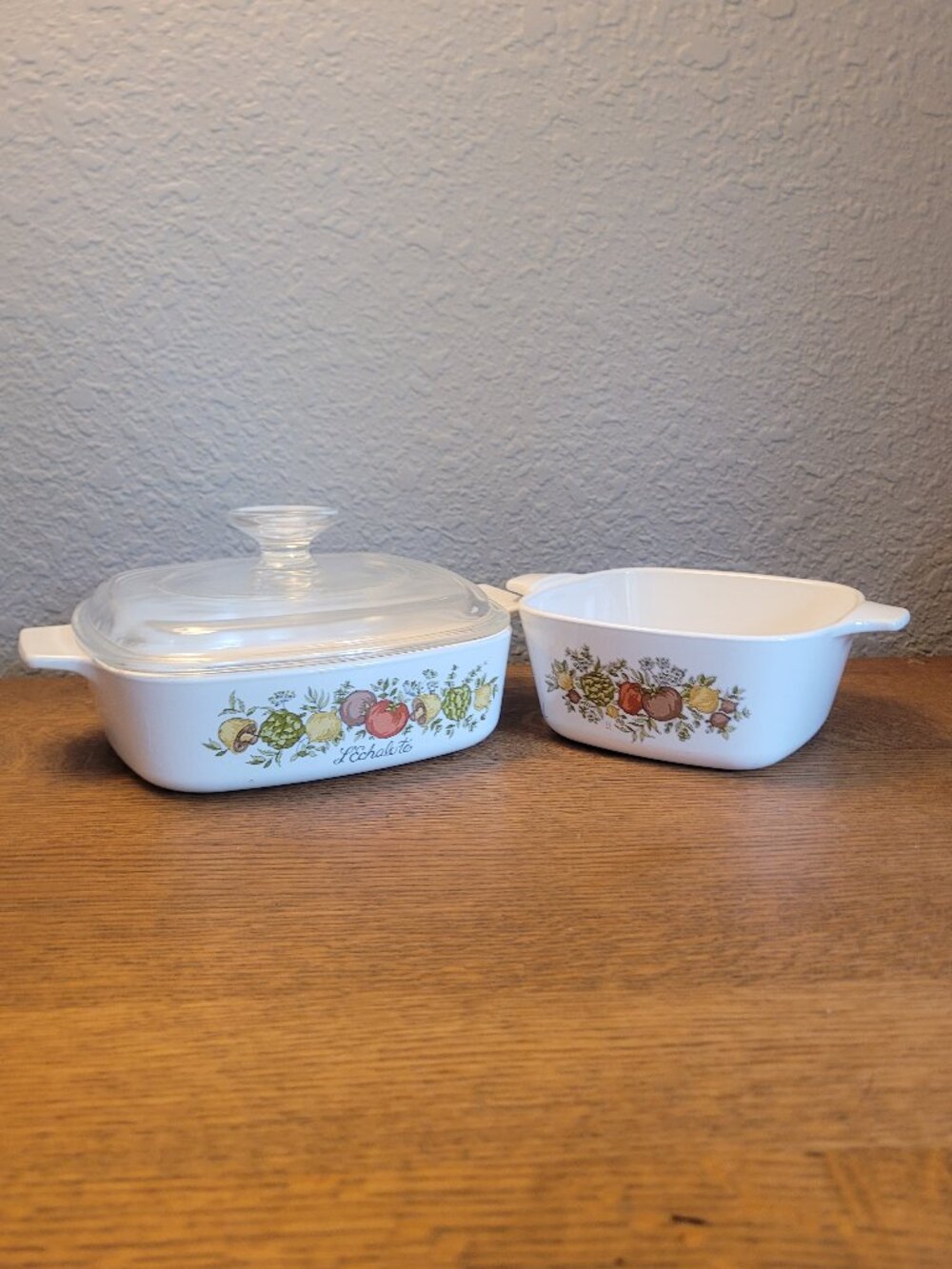 CorningWare SpiceOfLife A-1-B 1 Qt. L'Echalote Dish w/ Lid& P-43-B, 2 3/4 C Dish